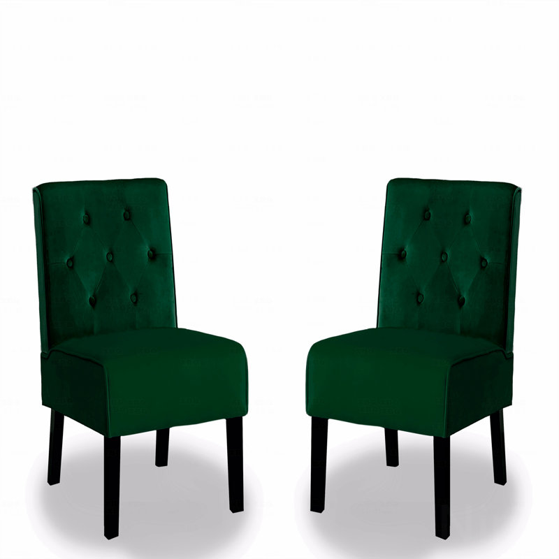 Chaise d'appoint 53 po 2 pièces avec accoudoirs capitonnée et capitonnée en tissu de velours, Vert