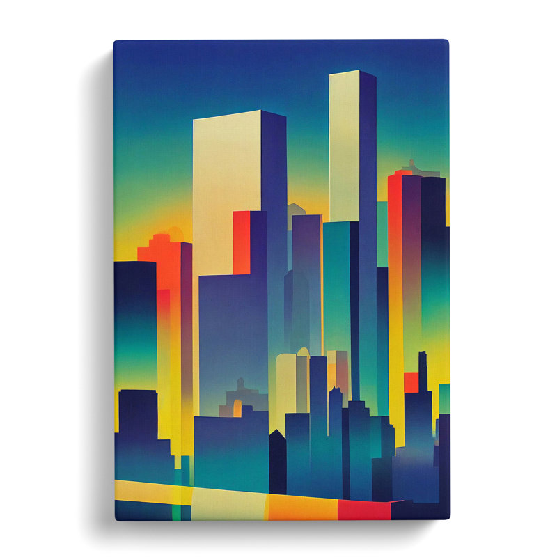 A Hypnotic City Skyline Abstract - Wrapped Canvas, 50cm H x 35cm W x 3cm D