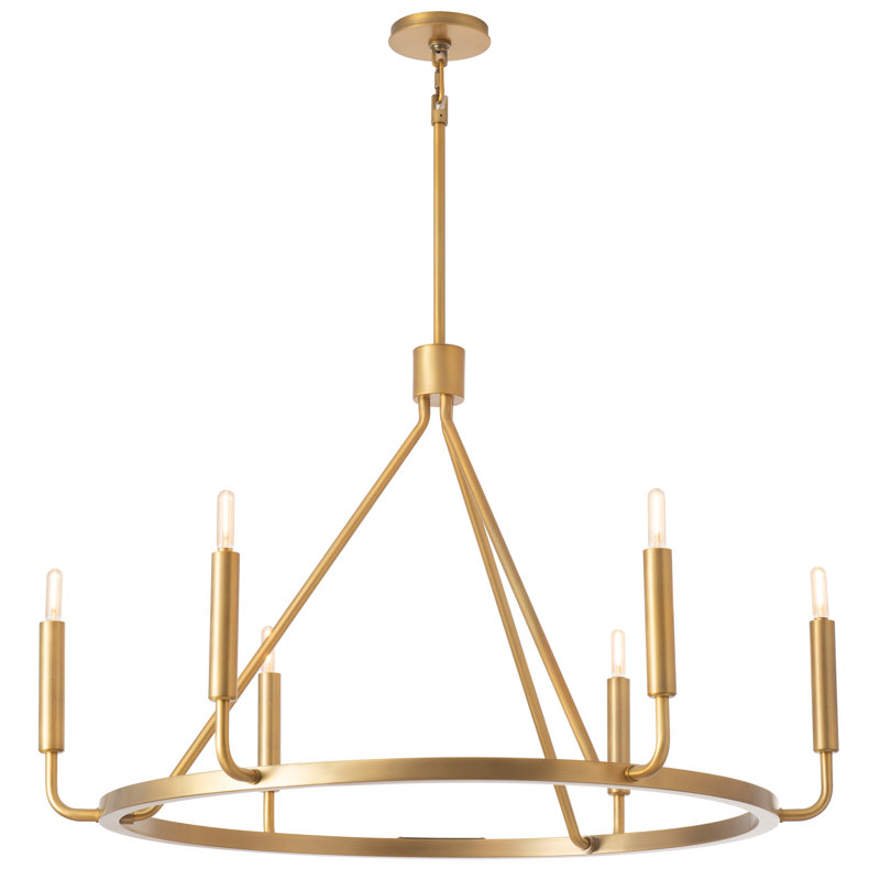 Mavisten Edition Carbonia 6 - Light Chandelier, 49" H x 37.5" W x 37.5" D, Mavisten Brass Duex