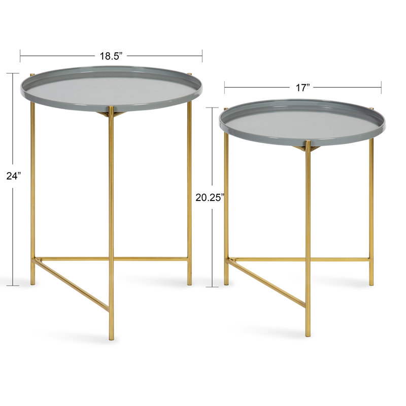 Gwynn Tray Top Nesting Tables, Gray Top/Gold Base