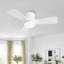 Ventilateur de plafond encastré 48 po 3 pales en bois massif sculpté 6 vitesses CC réversible silencieuse pour l'intérieur avec ensemble d'éclairage à intensité variable et télécommande, grain de bois et blanc-613762616-613762617-710460086