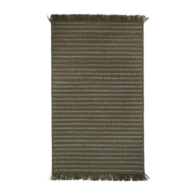 Tapis réversible en laine tissée Alternative - vert olive
