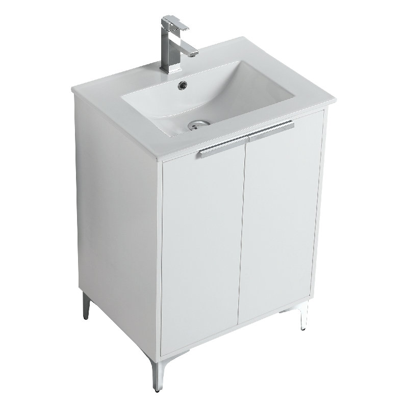 24'' Single Bathroom Vanity with Ceramic Top, Polished Chrome