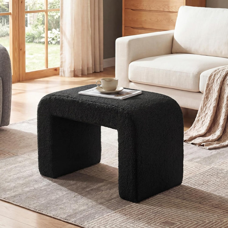 Tabouret de coiffeuse d'appoint 23,62 "en cachemire, Black
