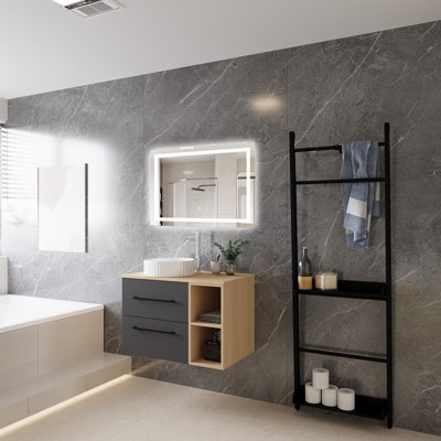 790mm Single Bathroom Vanity with Drop In Ceramic Basin