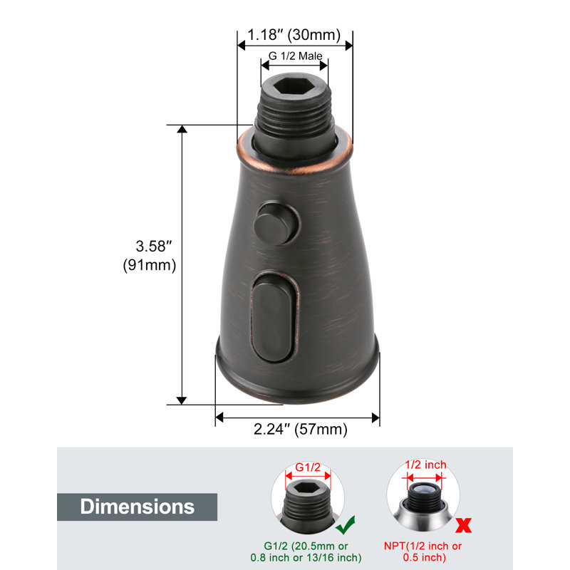 Pull Down Kitchen Faucet Head Replacement, Oil Rubbed Bronze