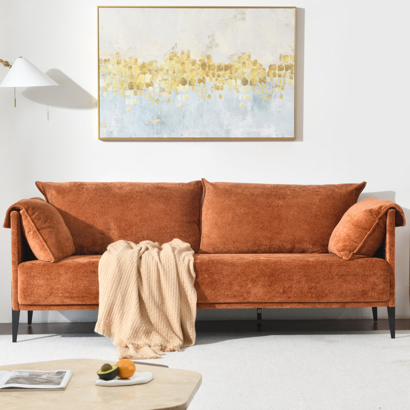Veda 81.88" Upholstered Sofa, Ocher