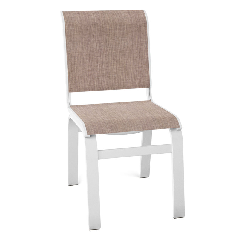 Chaise d'appoint de salle à manger Hiraku, Blanc texturé, Fenouil Augustine Sunbrella®