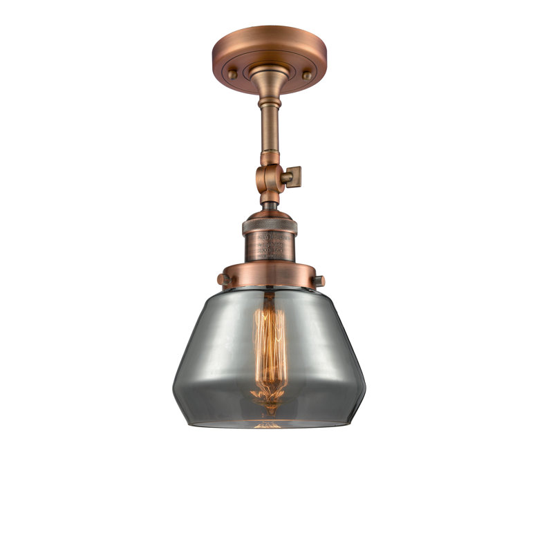 Chill Glass Semi Flush Mount, Antique Copper, Smoked