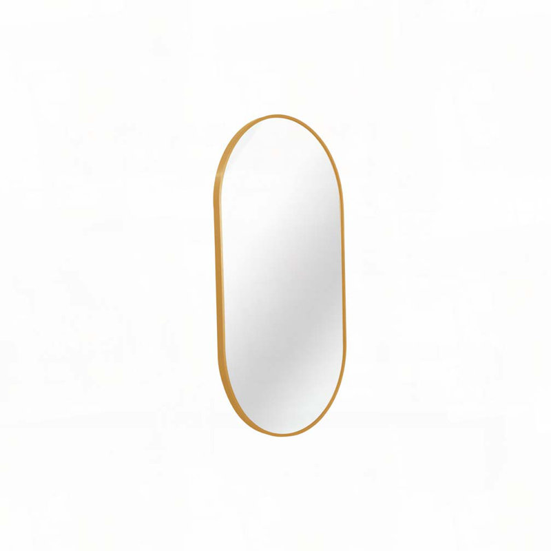 Miroir ovale en métal, Doré, 33 po x 20 po