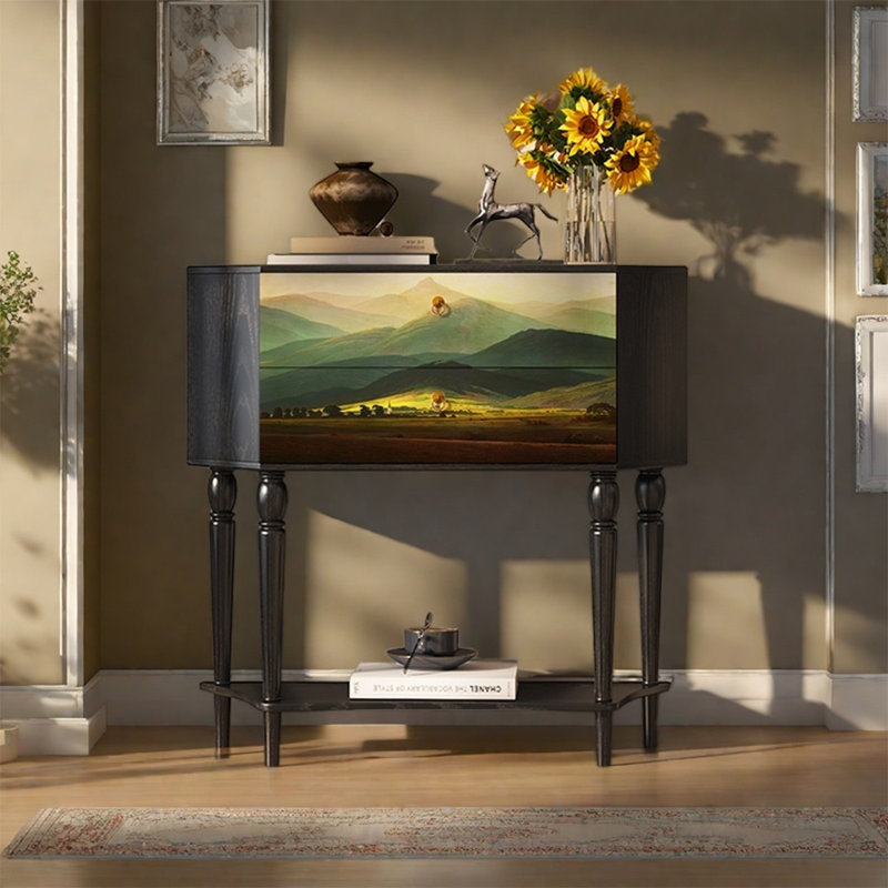 Spacious Storage Cabinet with Wide Tabletop, Black