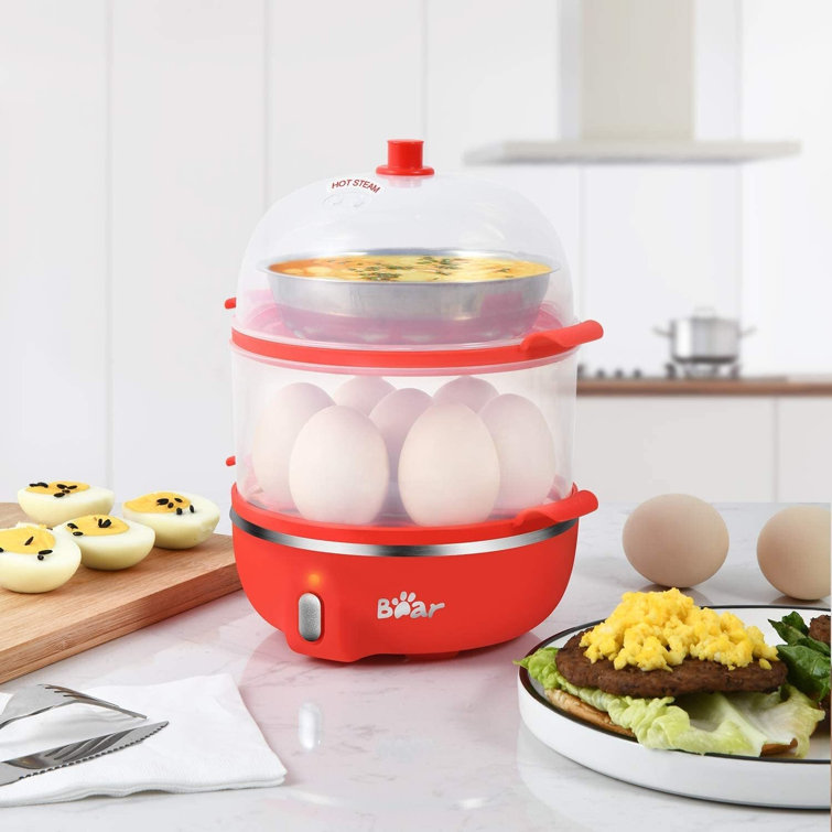 Dash Rapid Egg Cooker: 6 Egg Capacity Electric Egg Cooker for Hard Boiled Eggs Poached Eggs Scrambled Eggs or Omelets with Auto Shut Off Feature - Red