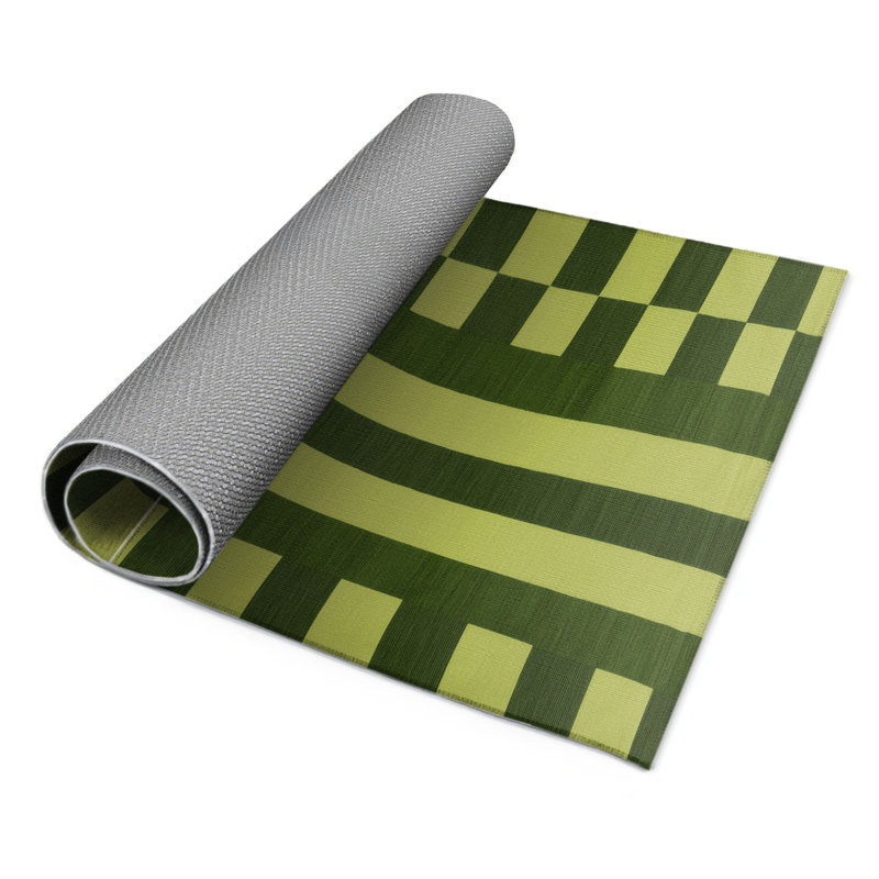 Tapis d'intérieur et d'extérieur à carreaux vert, Rectangulaire 8 pi x 10 pi