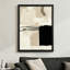 "Beige et noir", coups de pinceau abstraits, style peinture minimaliste, toile encadrée noire 24 "x 36"