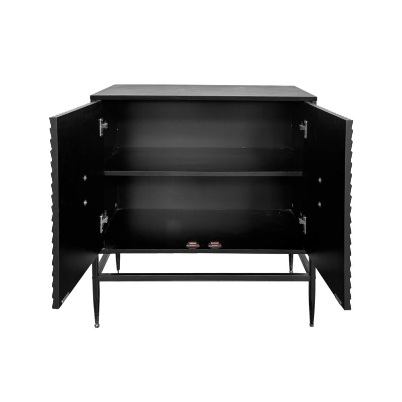 Armoire de rangement moderne en bois à 2 portes avec pieds en métal et tablettes réglables pour une organisation polyvalente dans les salons et les salles à manger