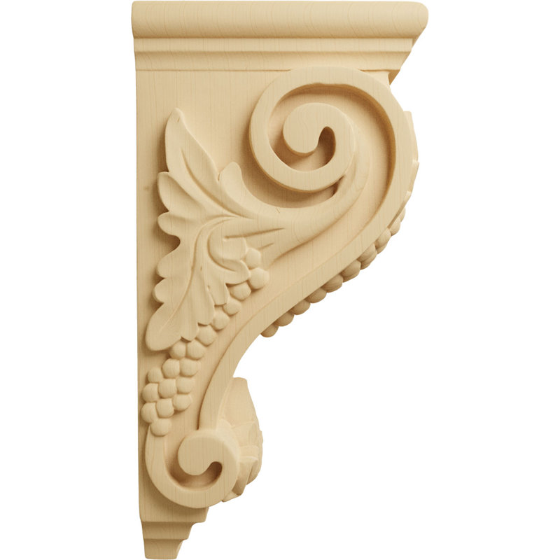 5"W x 7"D x 14"H Large Grape Corbel, Alder (2-Pack), Alder