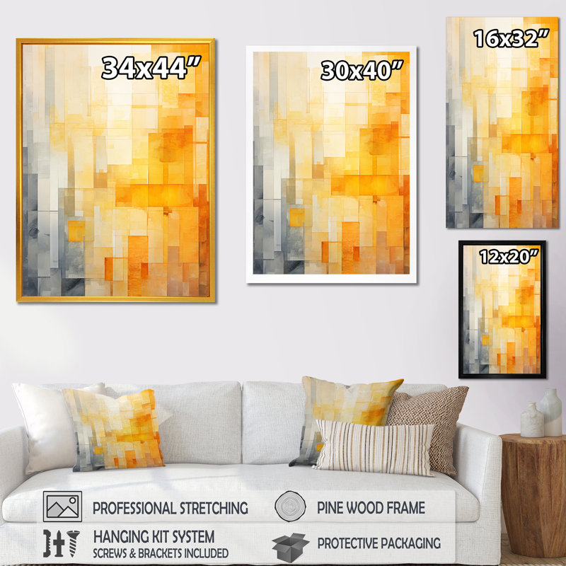 Panneau solaire jaune, collage de lumière du soleil III - Collages abstraits, art mural, Toile tendue, H 44 po x l 34 po