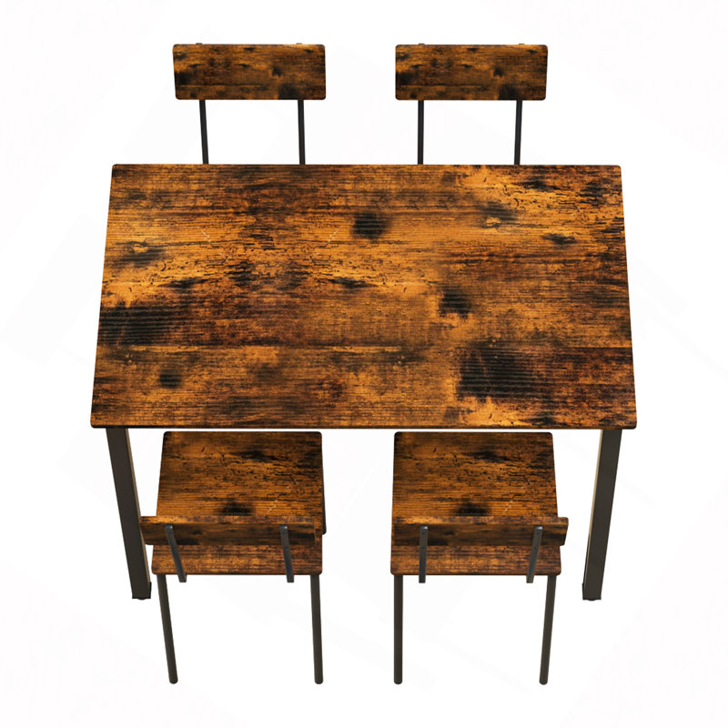 Ensemble de 5 pièces de mobilier de salle à manger moderne en métal et en bois pour 4 personnes, chaises de table de salle à manger