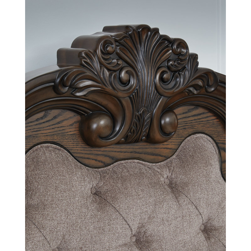 Grand lit tapissier Maylee, Brun, Grand