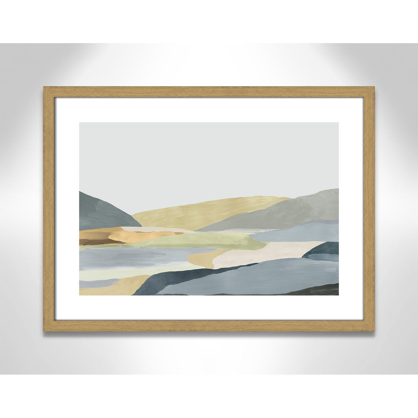 Blair "Warm Hills II" Painting, 17" H x 23" W x 0.75" D, Beige Framed Paper