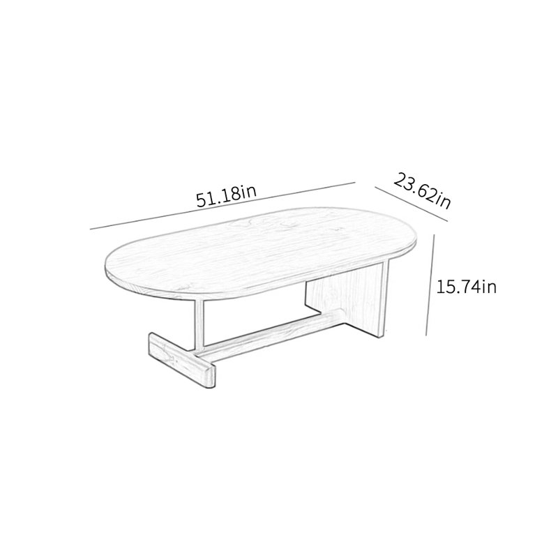 Personality design sense solid wood coffee table, 15.74" H x 51.18" L x 23.62" W, Burlywood