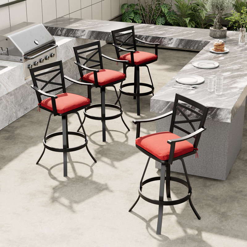 Tabouret de bar d'extérieur en aluminium 30 po avec coussin Sunbrella