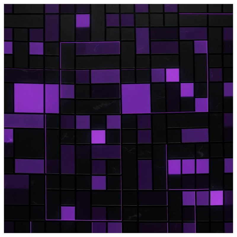 Purple Black Geometry Geometric Linen Throw Pillow, 26 x 26 inches
