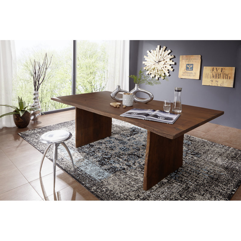 Pure Acacia Acacia Solid Wood Dining Table, H76 x L100 x W220cm, Brown