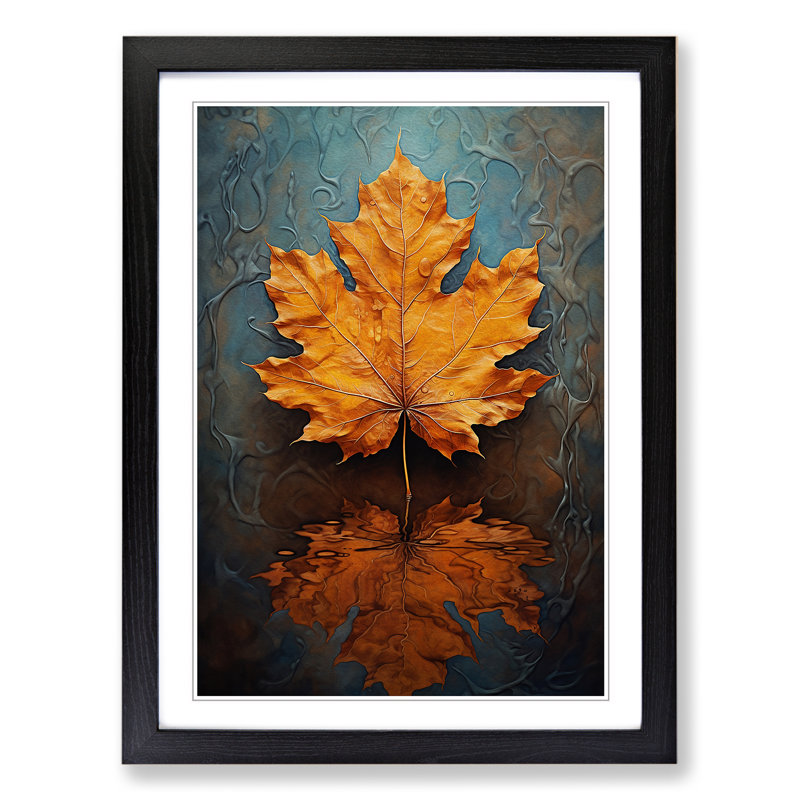 Leaf Realism - Single Picture Frame Print on Wood, 46cm H x 34cm W x 2cm D, Black Framed