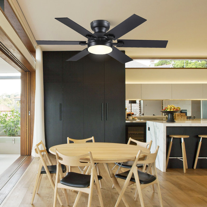 Ventilateurs de plafond de 46 po avec lumières et télécommande / APP, 182 tr / min, Noir, 46 po de largeur