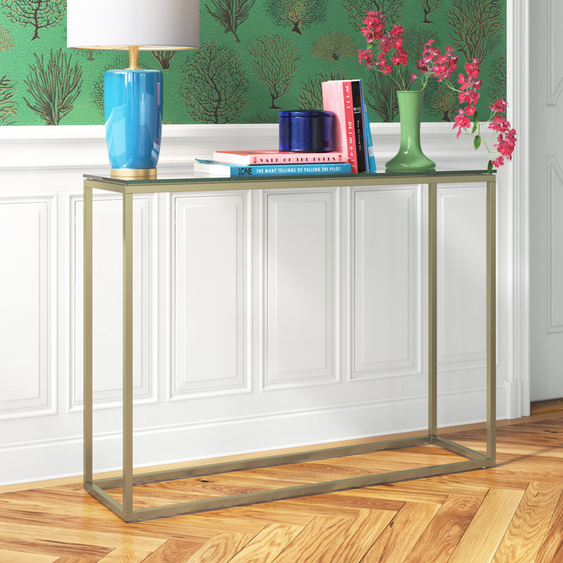 Barto 42'' Console Table, Glass/Gold