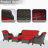 Brown 5-Pieces Outdoor Patio Conversation Sectional Seating Set with Red Cushions and Ottoman-1391852841