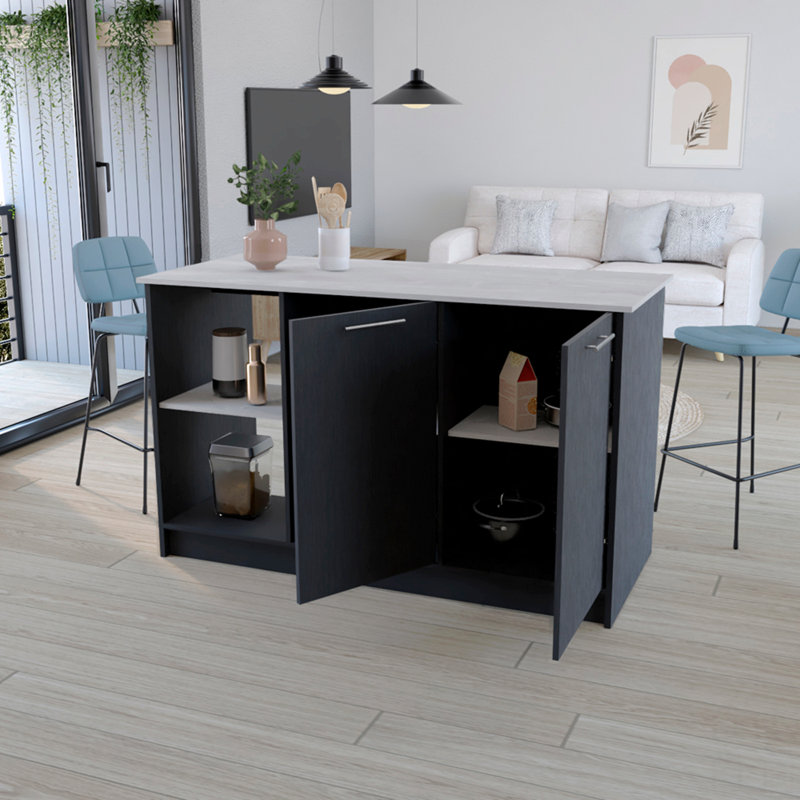Kitchen Island, Black/Gray