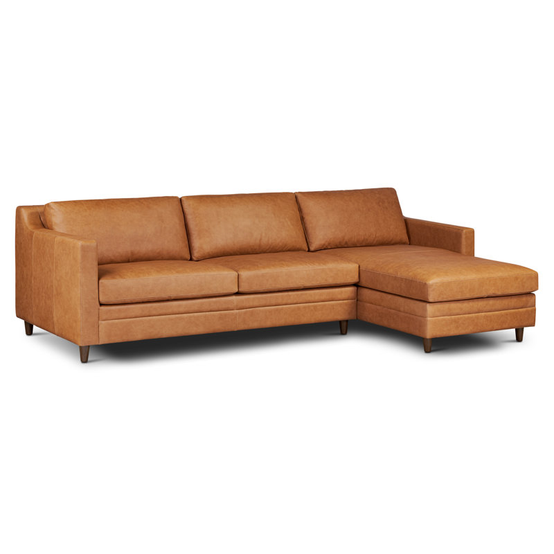 Canapé-lit modulaire avec rangement Harper, Orienté à droite, Brun clair cognac