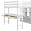 Lit mezzanine avec bureau intégré et rangement, blanc