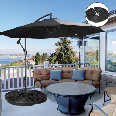 Matériau en PEHD pour parasol de patio pouvant contenir jusqu'à 150 lb de sable pour toute base de parasol décalée | 4 pièces, rempli d'eau ou de sable, toutes saisons (rond)