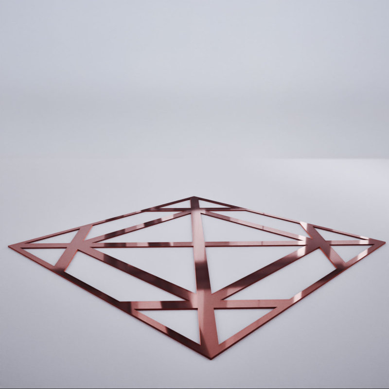 Grands panneaux muraux décoratifs en acrylique Buxton, l 23 3/8 po x H 23 3/8 po x T 1/8 po, miroir doré rose, Miroir or rose