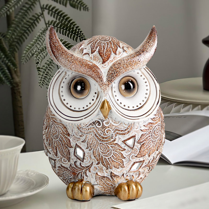 Shimmering Ornate Brown Owl statue