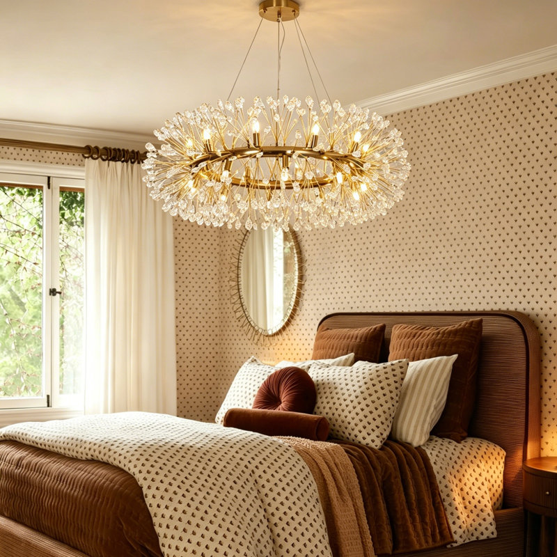20 - Light Dimmable Bubble Crystal Chandelier, Gold