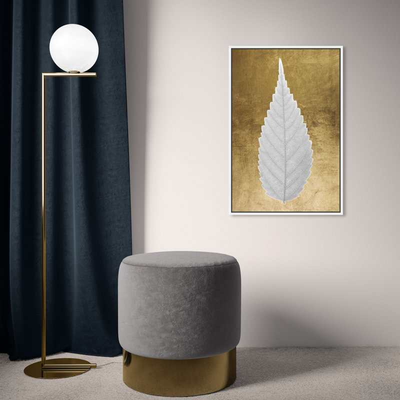 " Leaf In Gold II ", 24" H x 16" W, White Framed Canvas