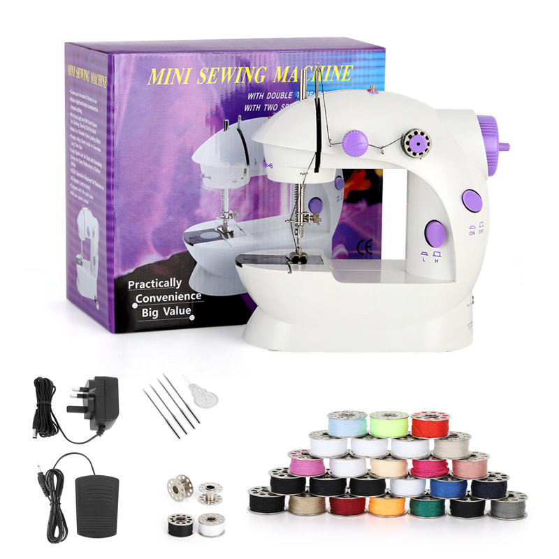 Mini machine à coudre avec 25 bobines PCS et fil à coudre pour le ménage