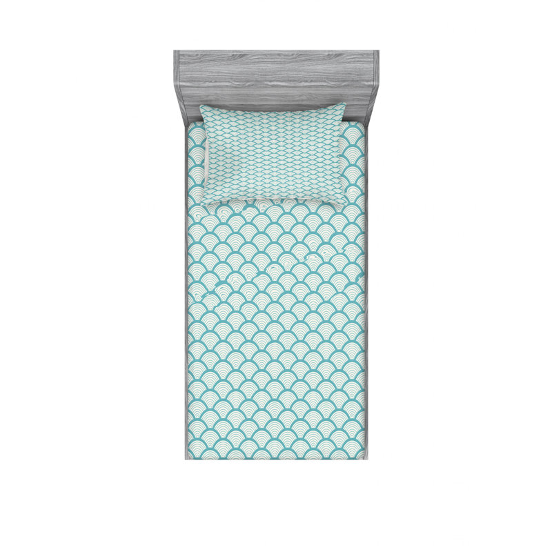 Ensemble de draps géométriques ondulés Narrow Conceptual Waves, Ensemble de draps pour lit simple avec drap-housse