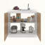 Armoire de rangement en chêne blanc et naturel avec deux portes et trois tablettes