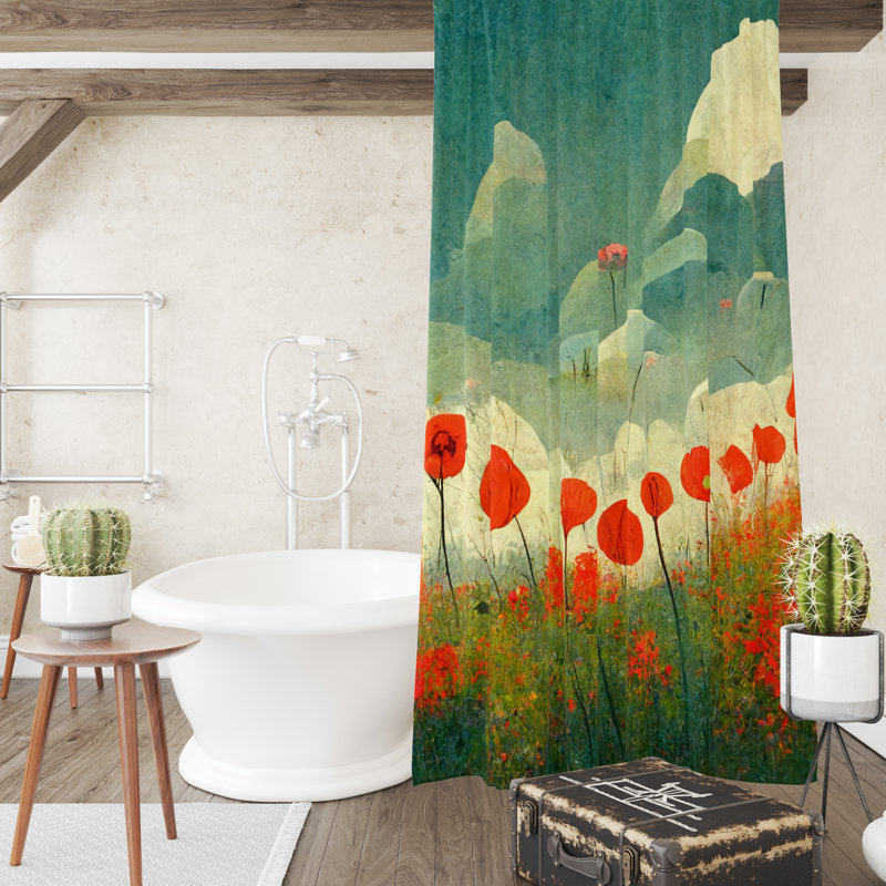 Floral Shower Curtain, 93'' H x 70'' W