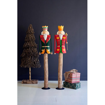  Painted Metal And Wood Nutcracker Figures Set Of 2 – 48" H Freestanding Holiday Decor