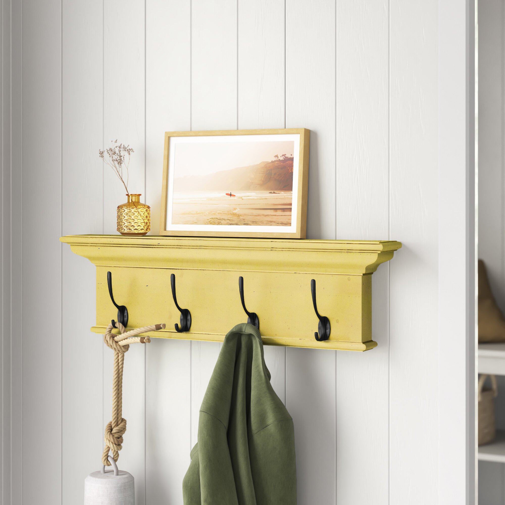 Lark Manor™ Angellique Solid Wood 4 - Hook Wall Mounted Coat Rack ...