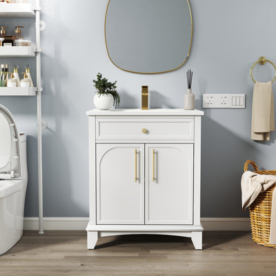 Meuble-lavabo traditionnel Fenlora avec lavabo intégré et fabrication durable