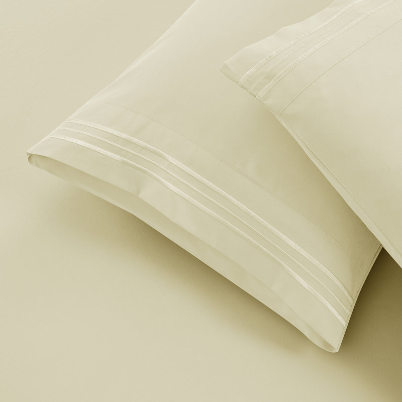  Ensemble de draps hypoallergéniques à double brossage 1800 Series, Ensemble de draps très grand californien avec 2 t, Ivoire
