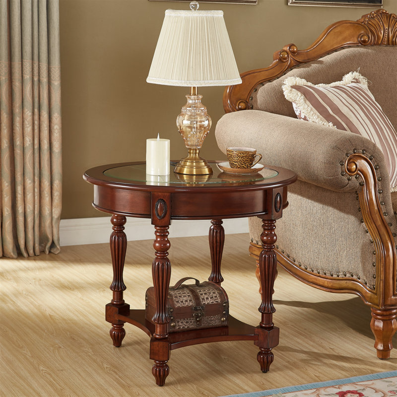 Table de bout en verre Ashel avec rangement