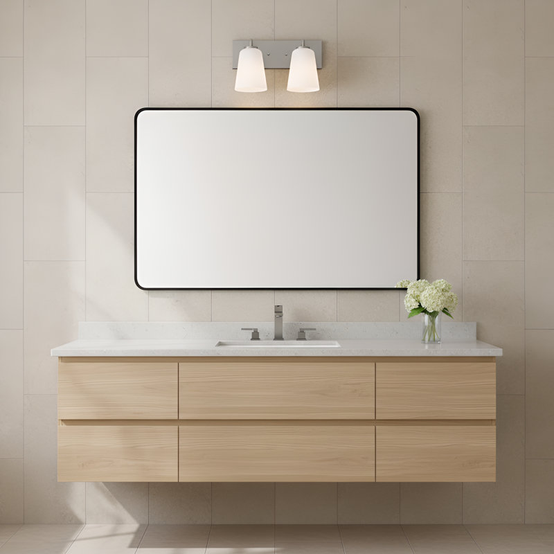 Meuble-lavabo moyen Miles de génération Lighting , Nickel brossé, Blanc